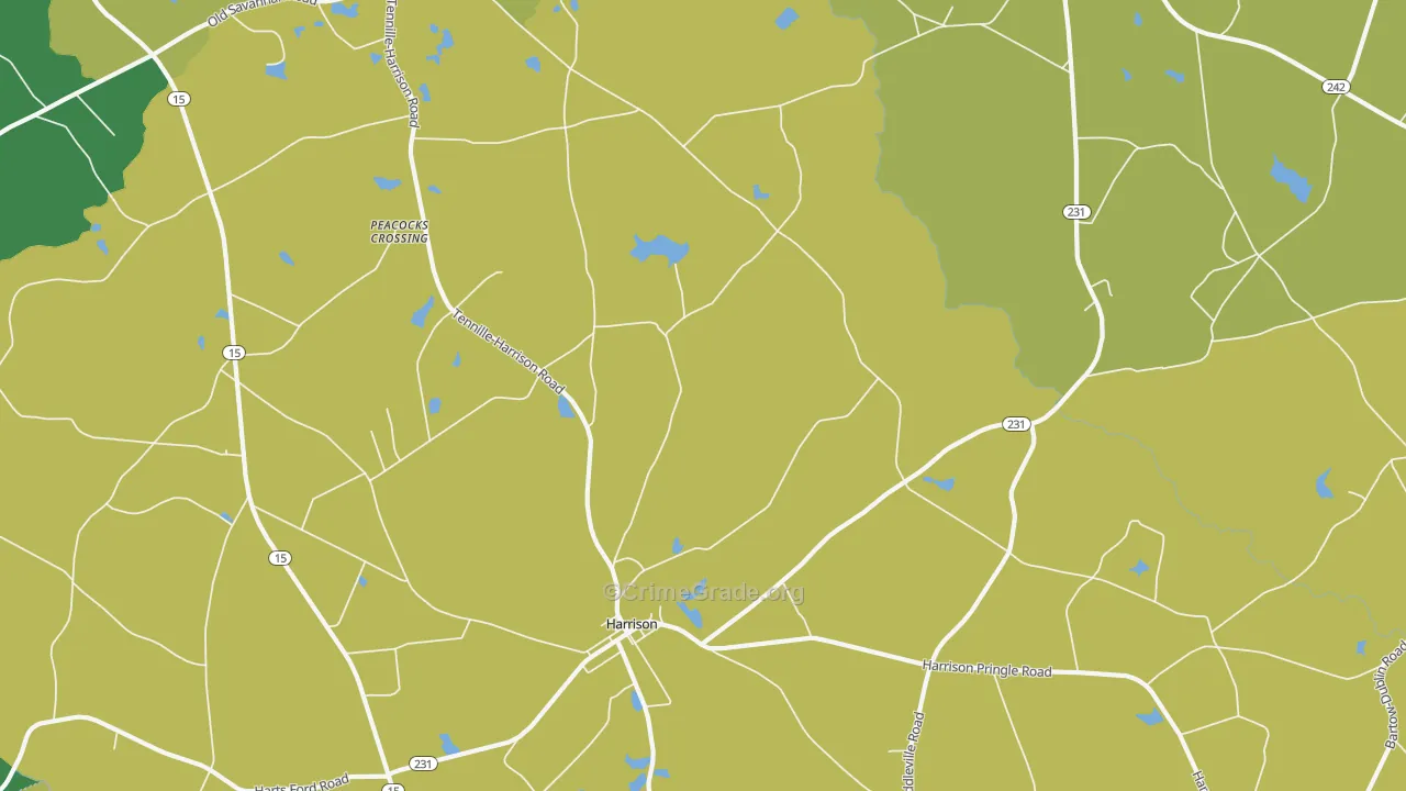 Harrison, GA Map of Robbery Rates