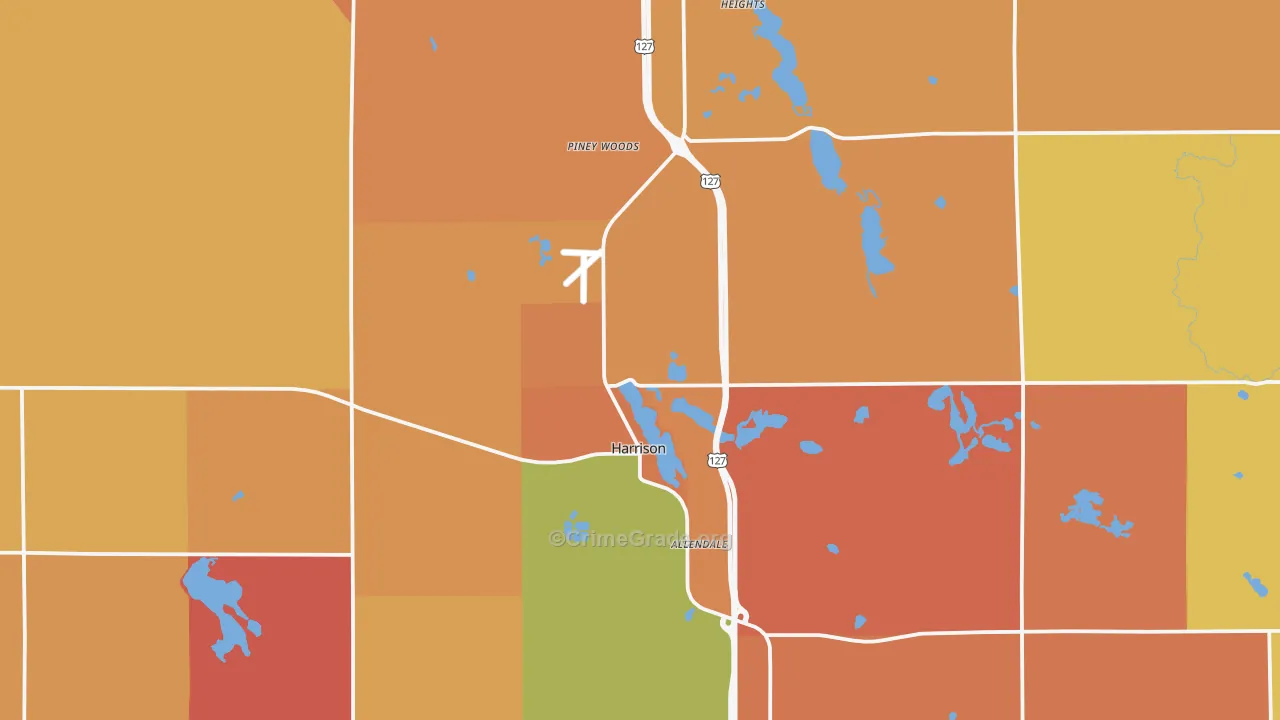 Harrison, MI Map of Robbery Rates