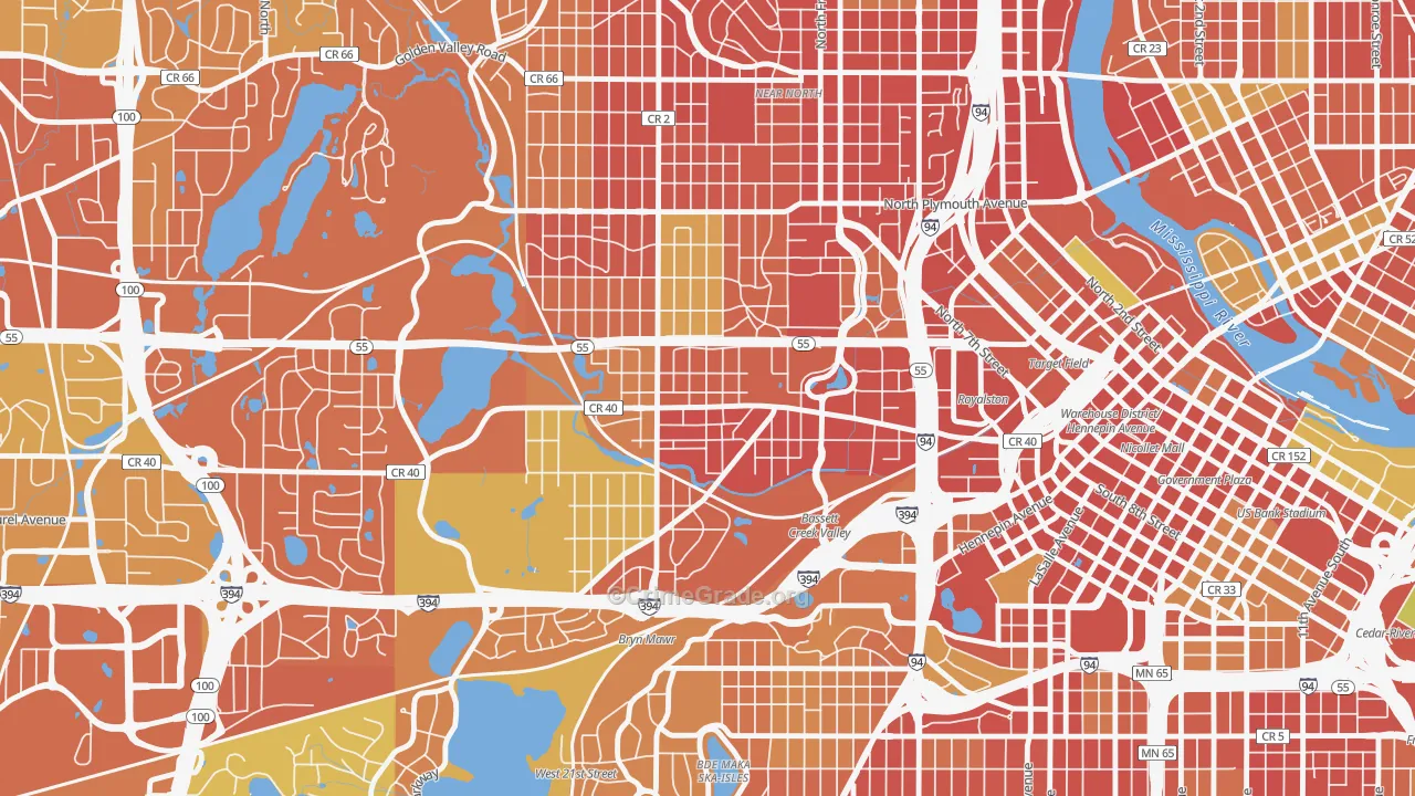 Harrison, Minneapolis, MN Map of Robbery Rates