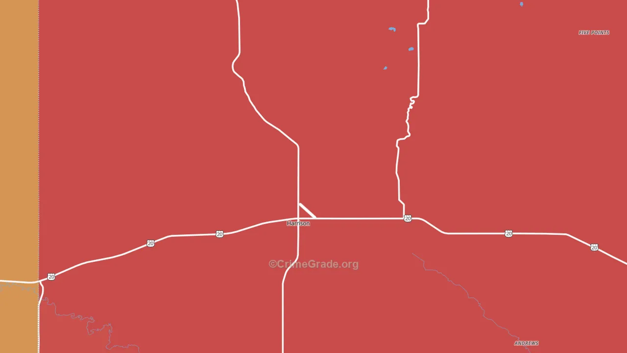 Harrison, NE Map of Robbery Rates