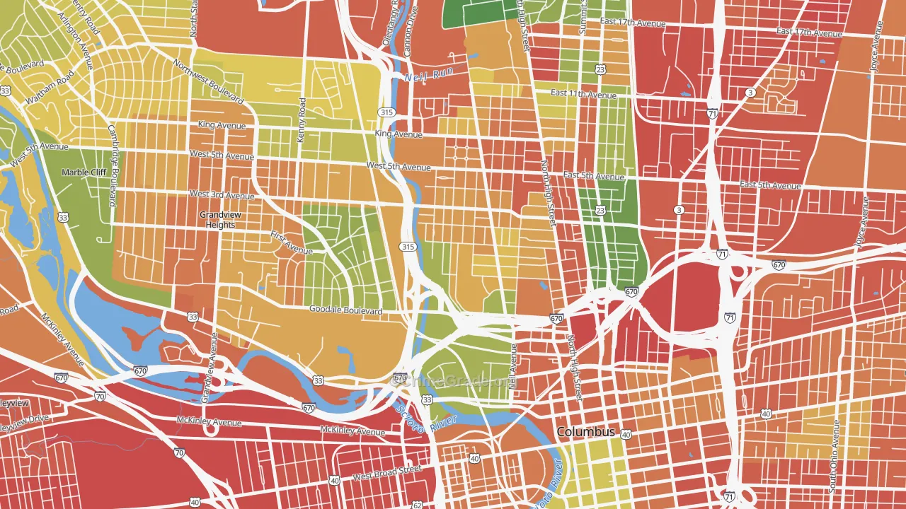 Harrison West, Columbus, OH Map of Robbery Rates