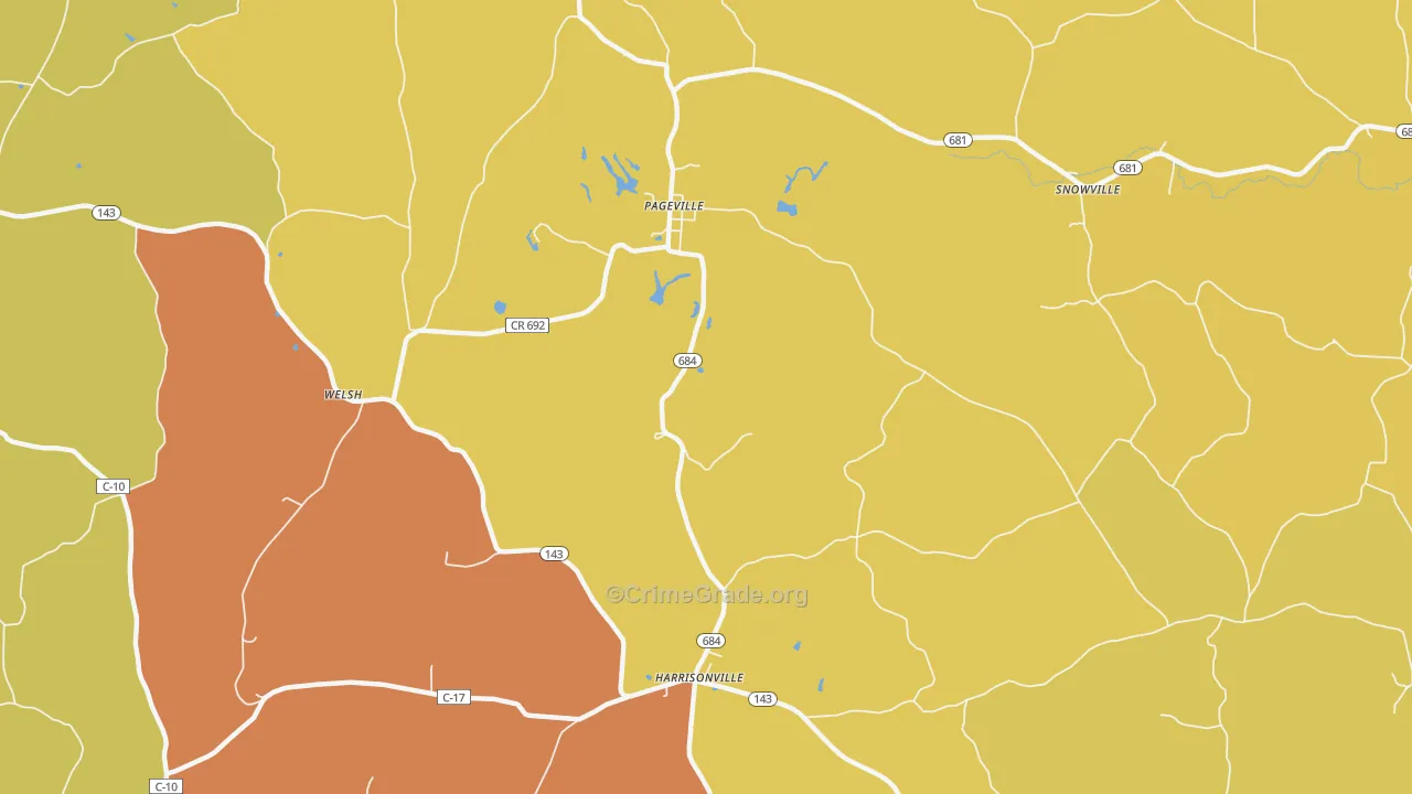 Harrisonville, OH Map of Robbery Rates