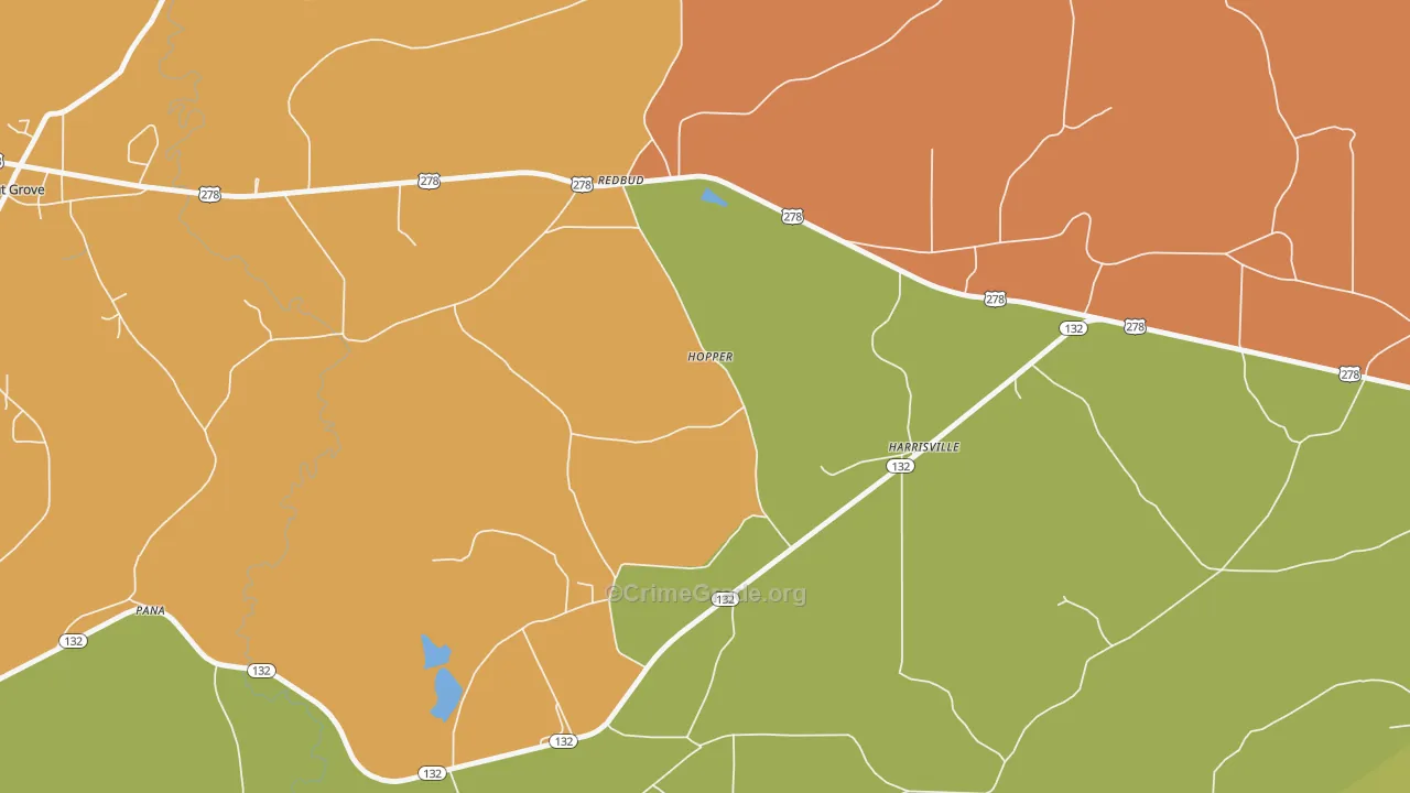 Harrisville, AL Map of Robbery Rates