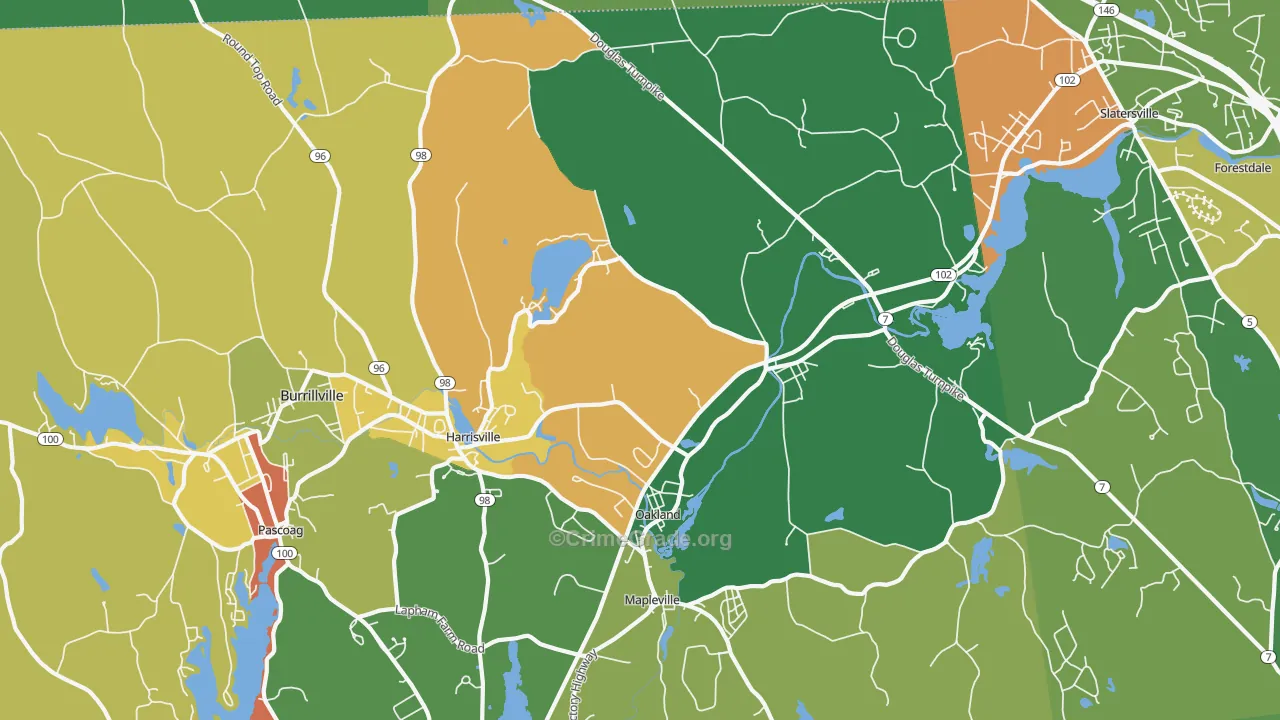 Harrisville, RI Map of Robbery Rates