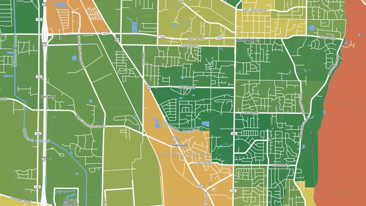 Harrisville, UT Map of Robbery Rates