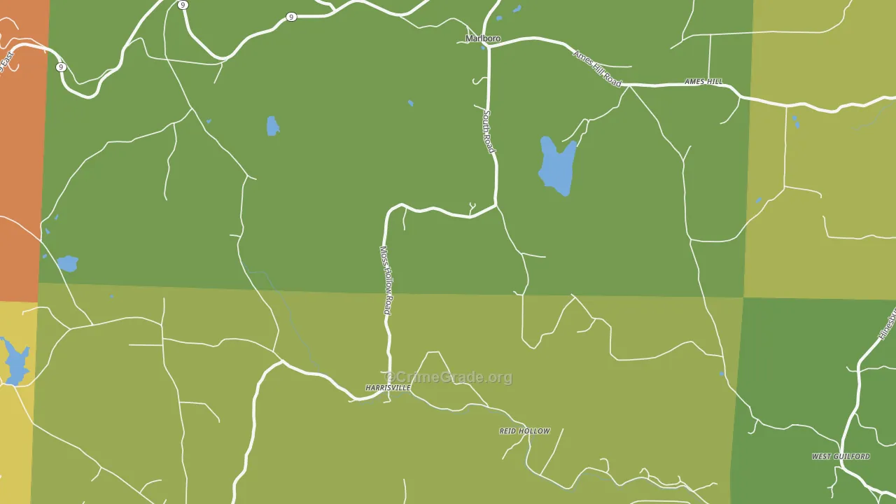 Harrisville, VT Map of Robbery Rates