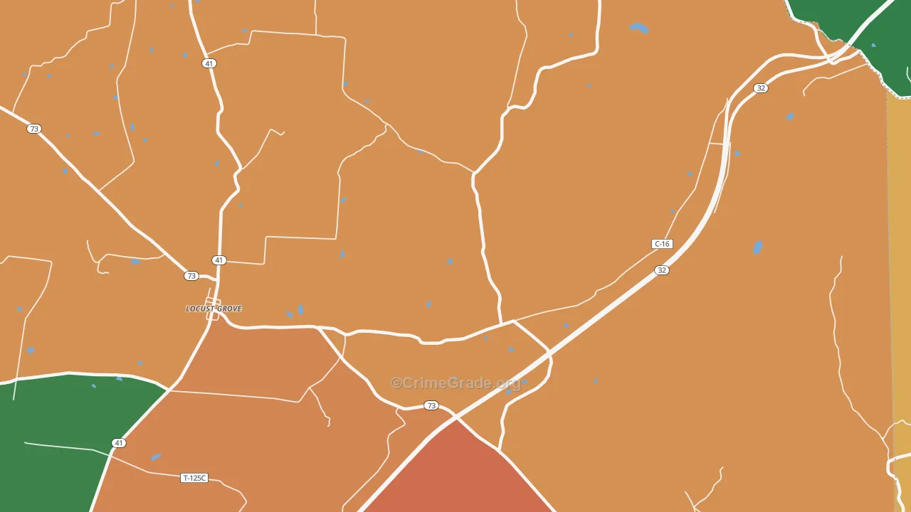 Harshasville, OH Map of Robbery Rates