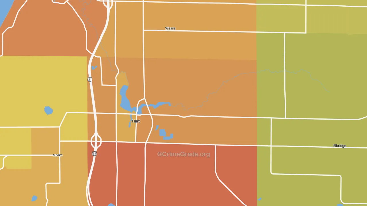 Hart, MI Map of Robbery Rates