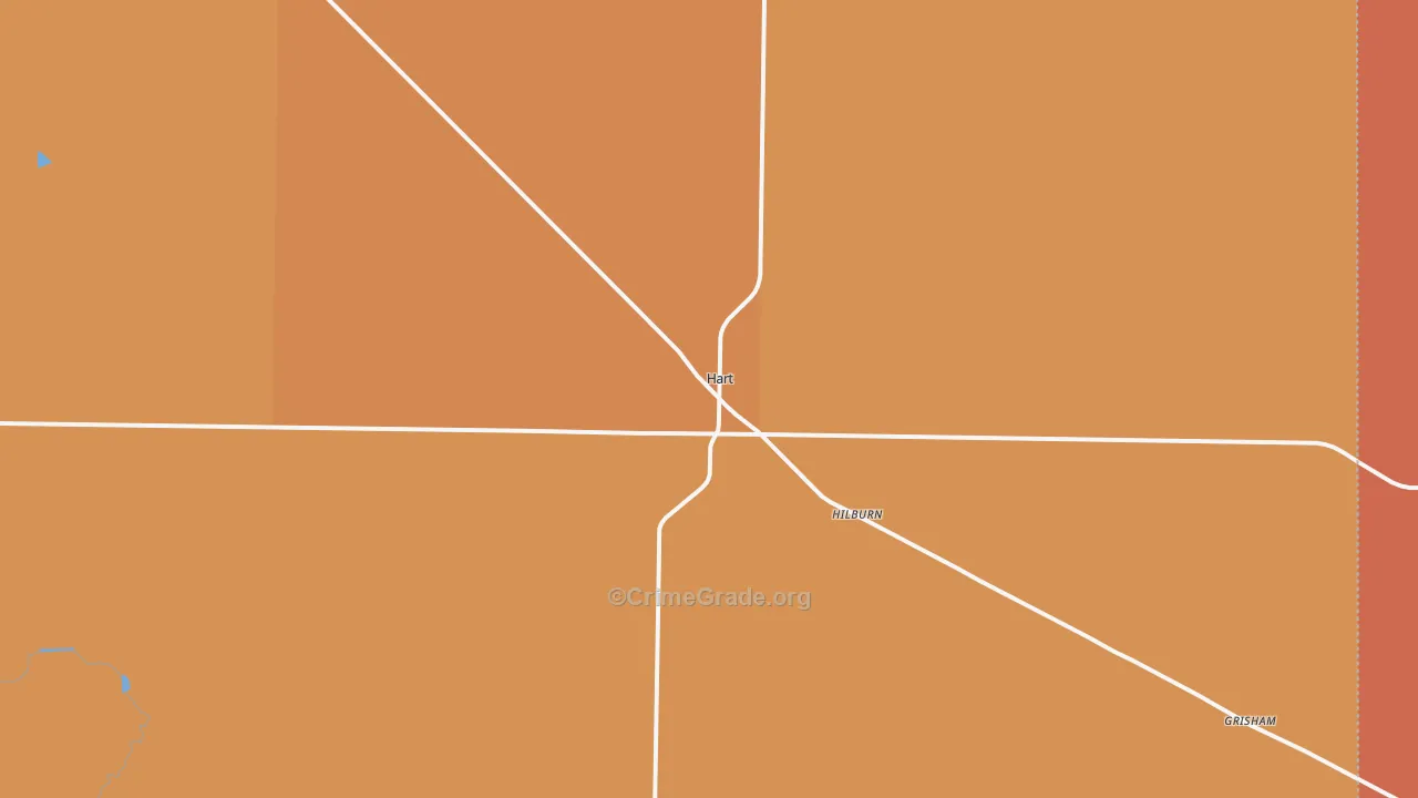 Hart, TX Map of Robbery Rates