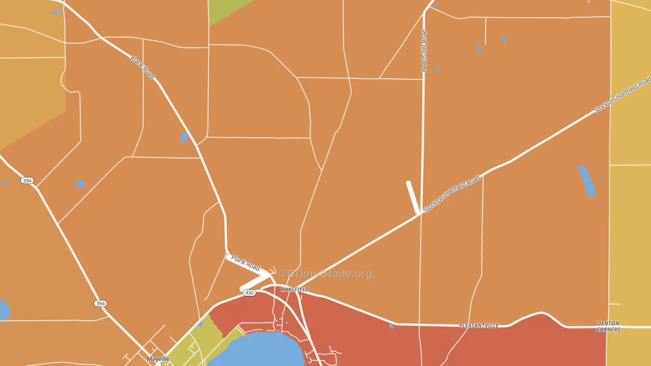 Hartfield, NY Map of Robbery Rates