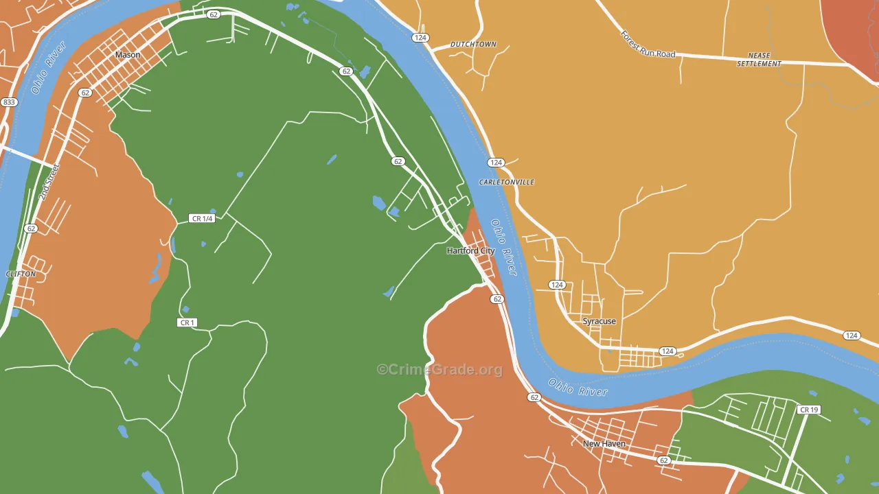 Hartford City, WV Map of Robbery Rates
