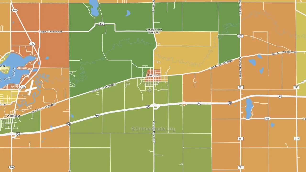 Hartford, MI Map of Robbery Rates