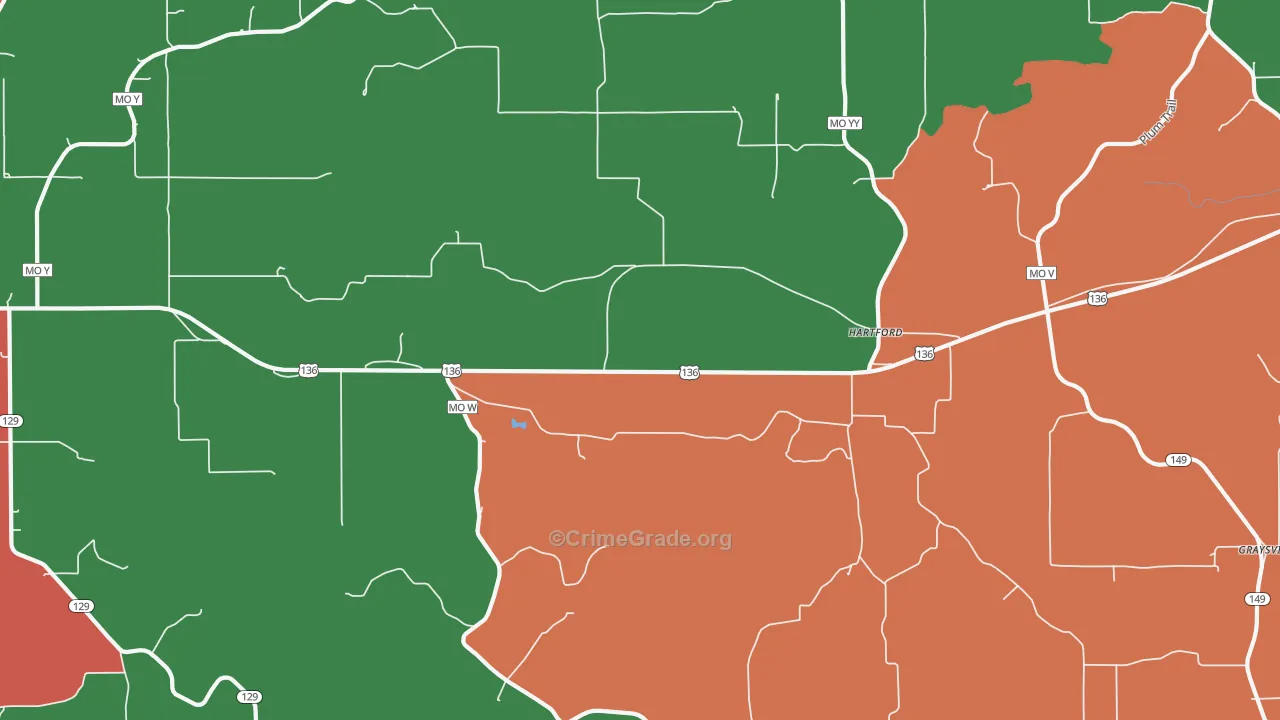 Hartford, MO Map of Robbery Rates