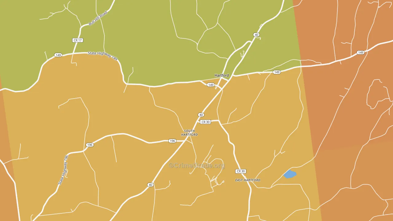 Hartford, NY Map of Robbery Rates