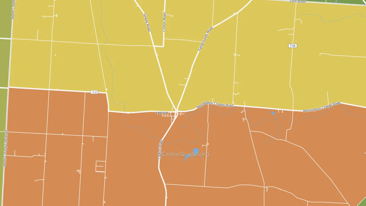 Hartford, OH Map of Robbery Rates