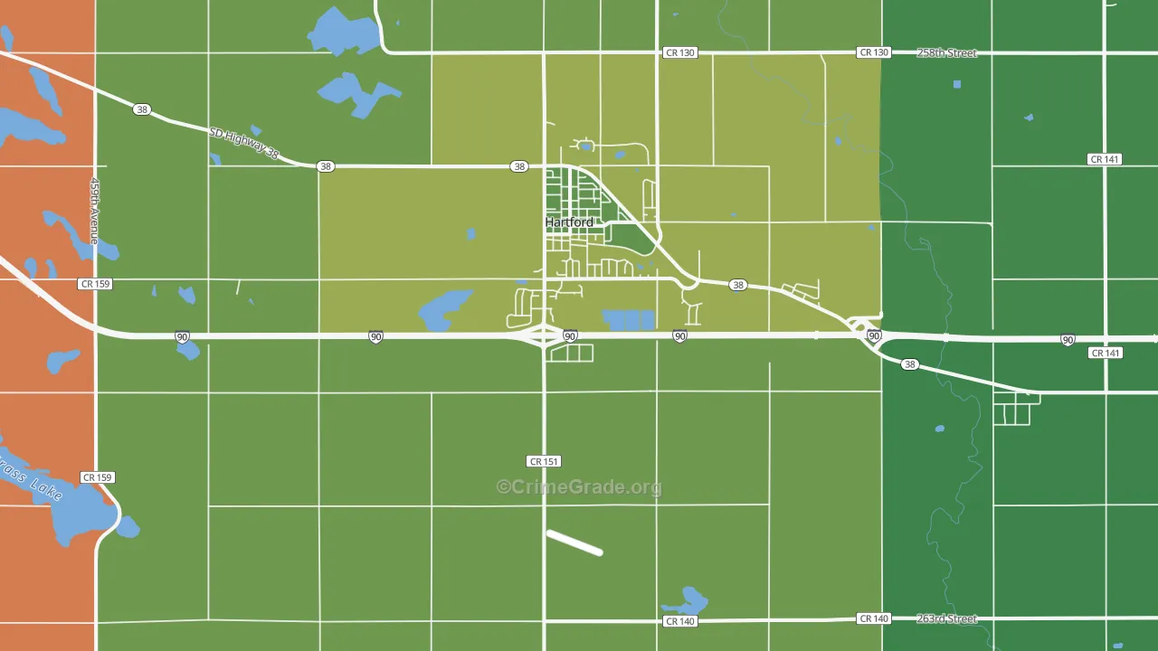 Hartford, SD Map of Robbery Rates