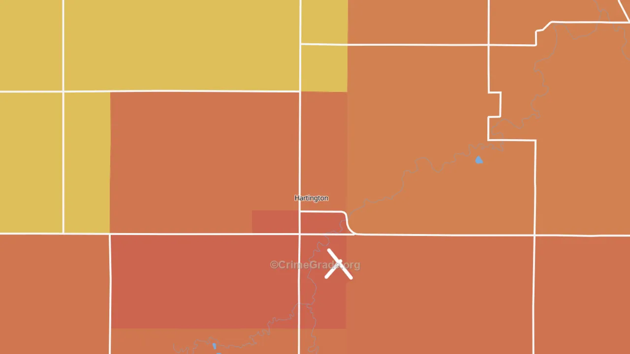 Hartington, NE Map of Robbery Rates