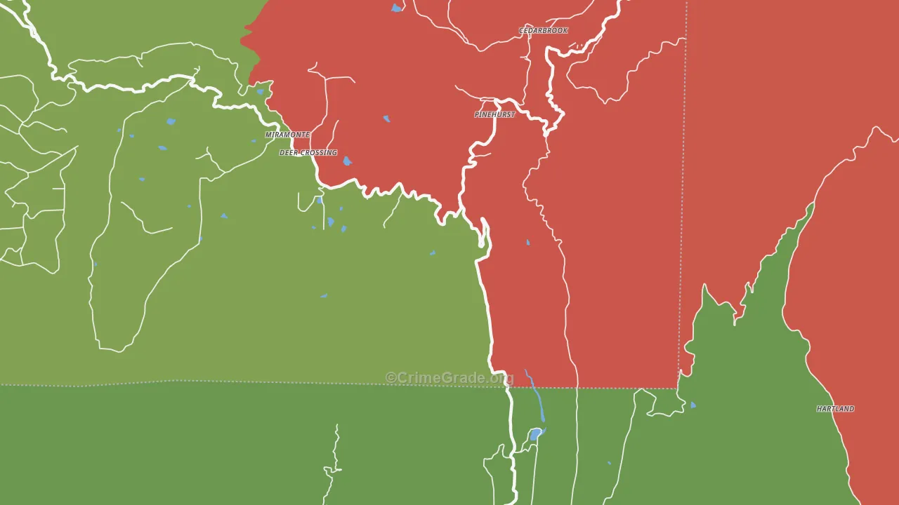 Hartland, CA Map of Robbery Rates