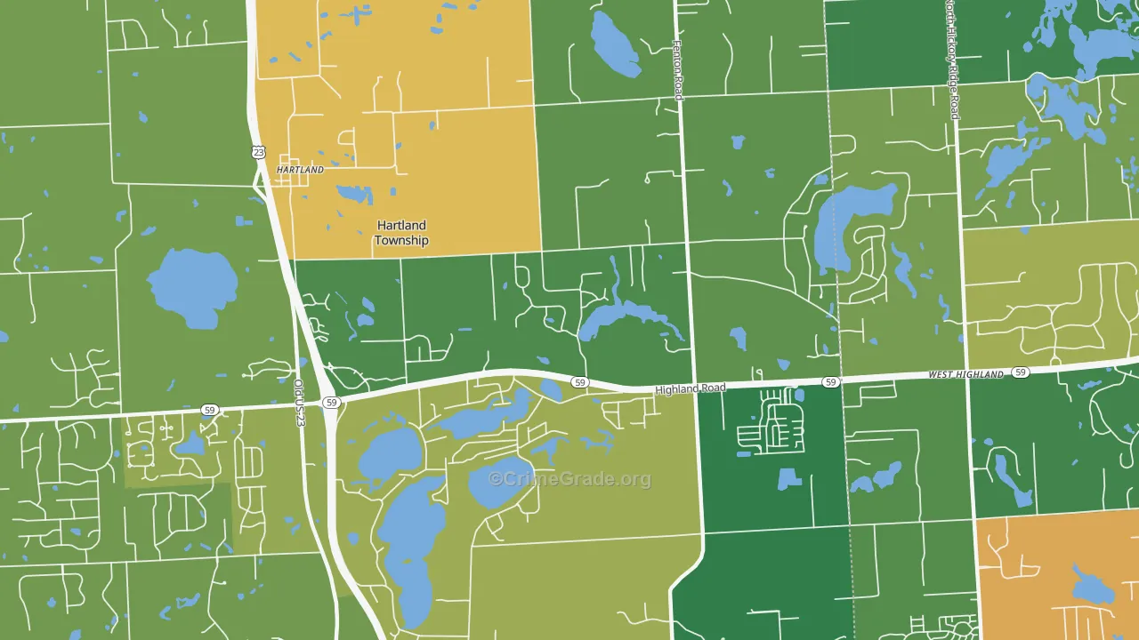 Hartland, MI Map of Robbery Rates