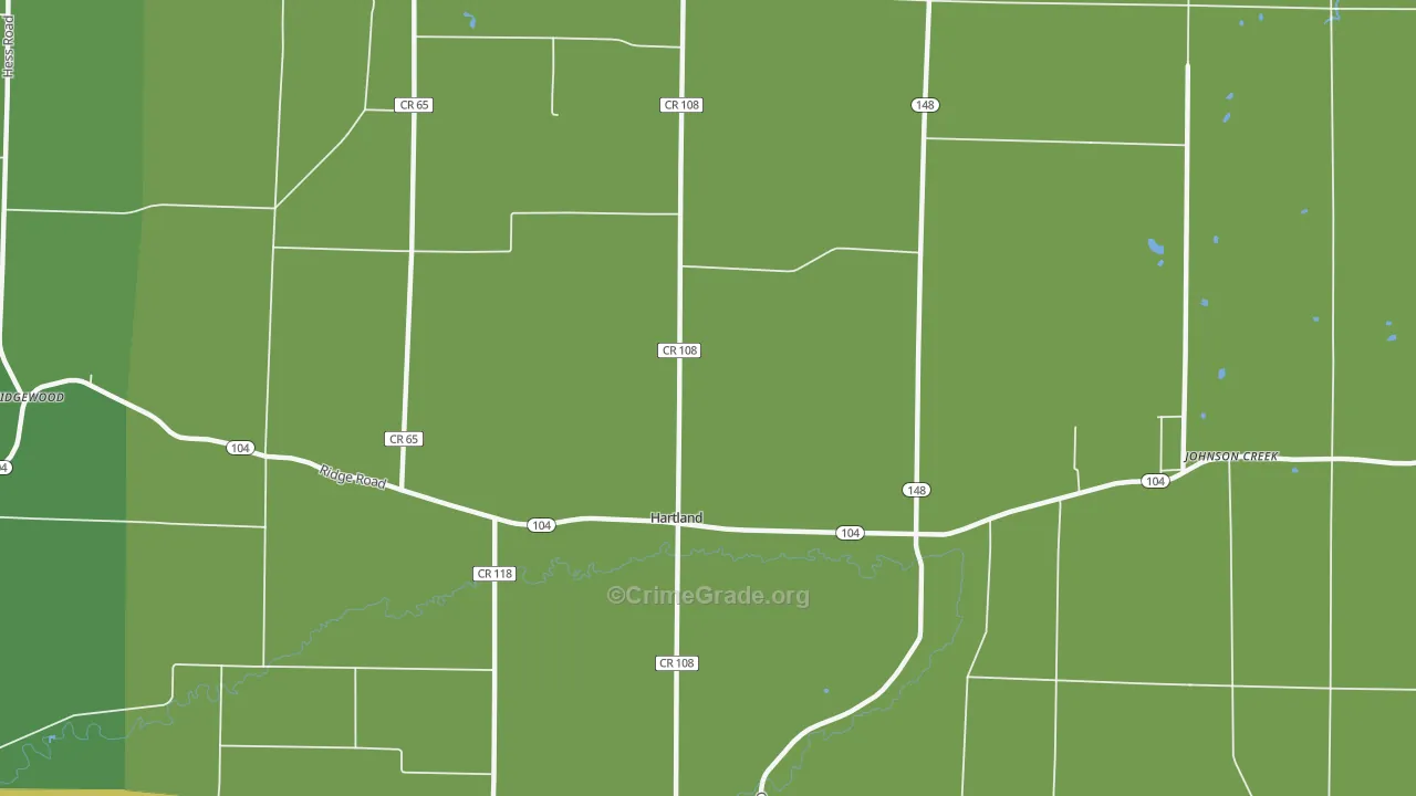 Hartland, NY Map of Robbery Rates