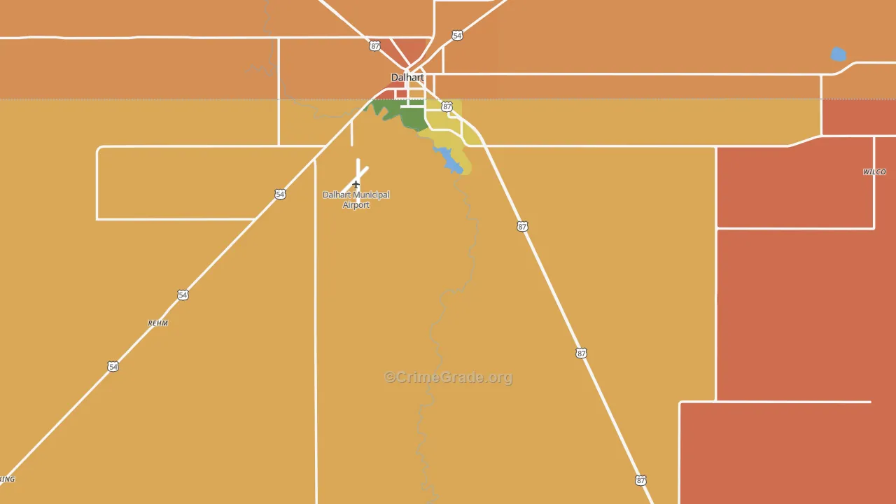 Hartley County, TX Map of Robbery Rates