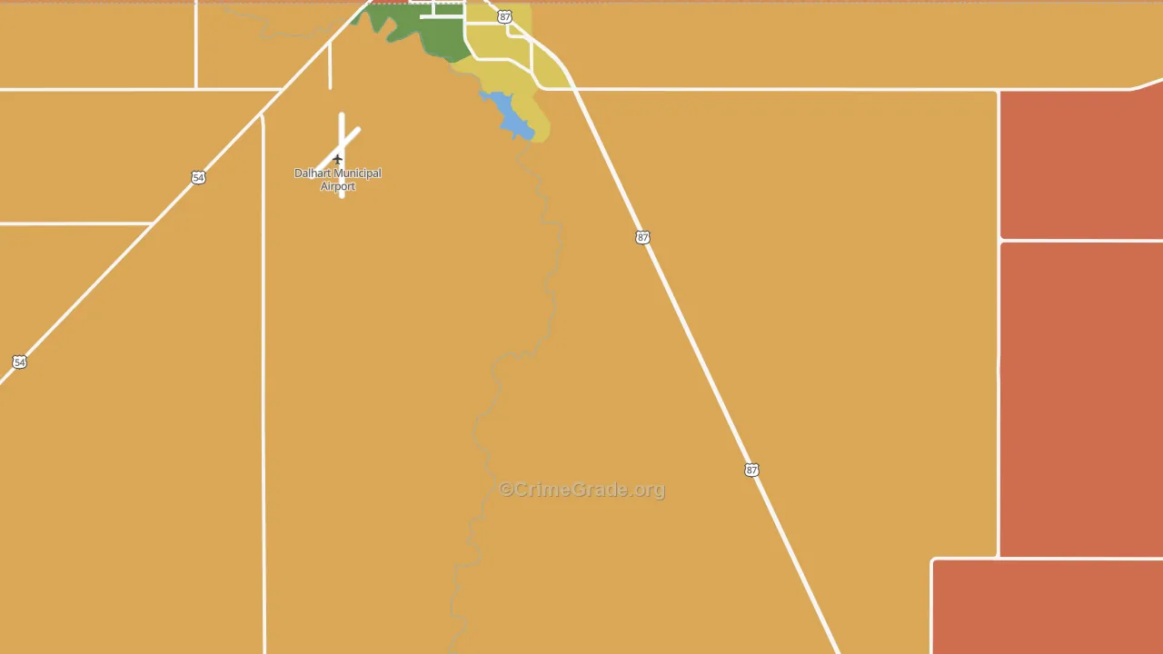 Hartley, TX Map of Robbery Rates