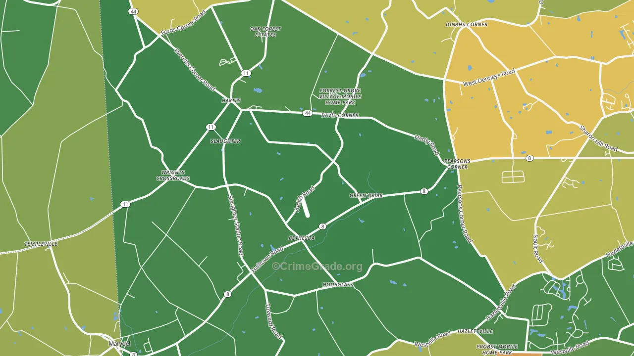 Hartly, DE Map of Robbery Rates