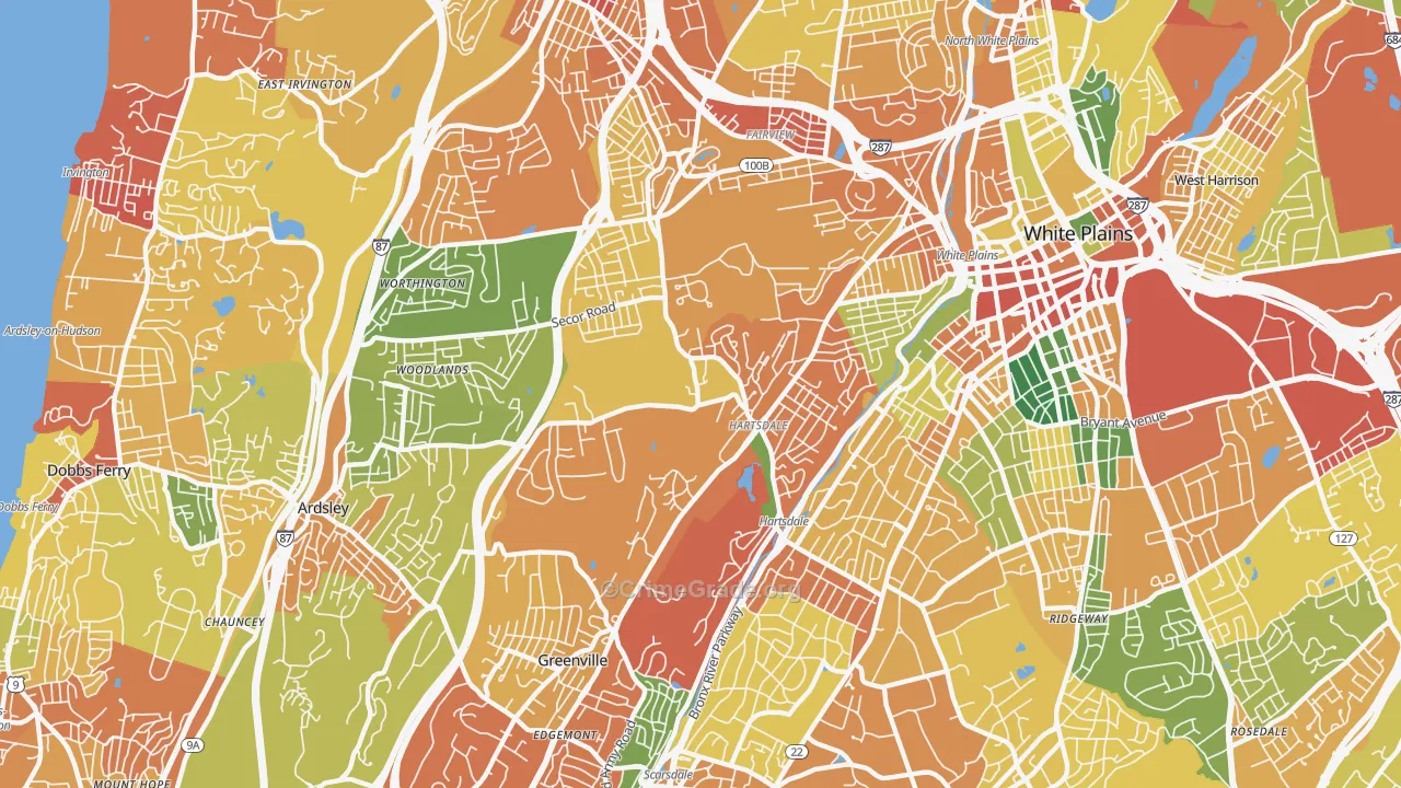 Hartsdale, NY Map of Robbery Rates