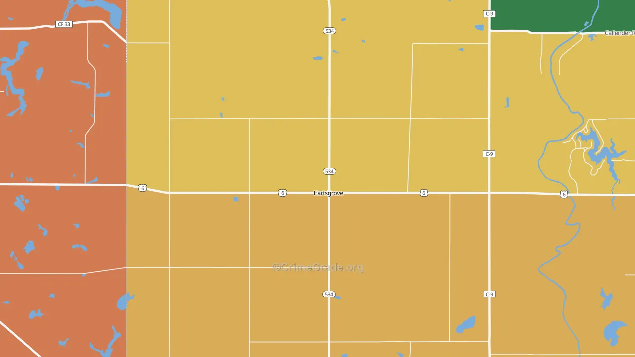 Hartsgrove, OH Map of Robbery Rates