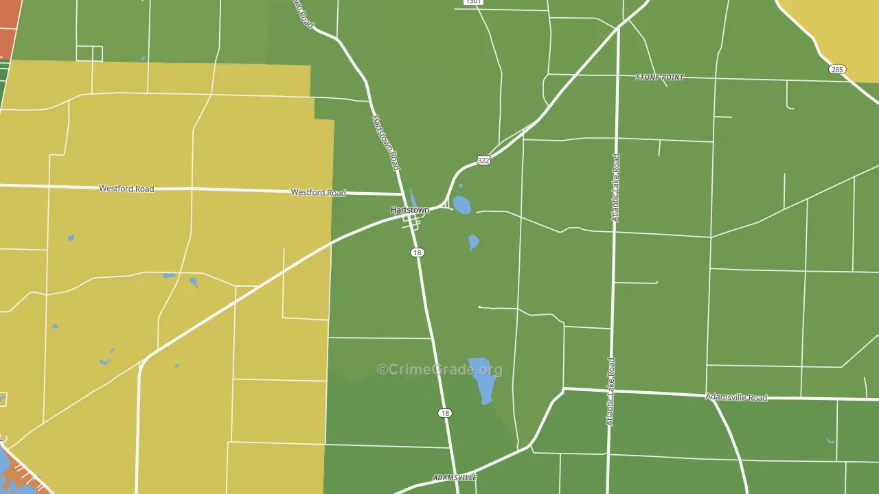 Hartstown, PA Map of Robbery Rates