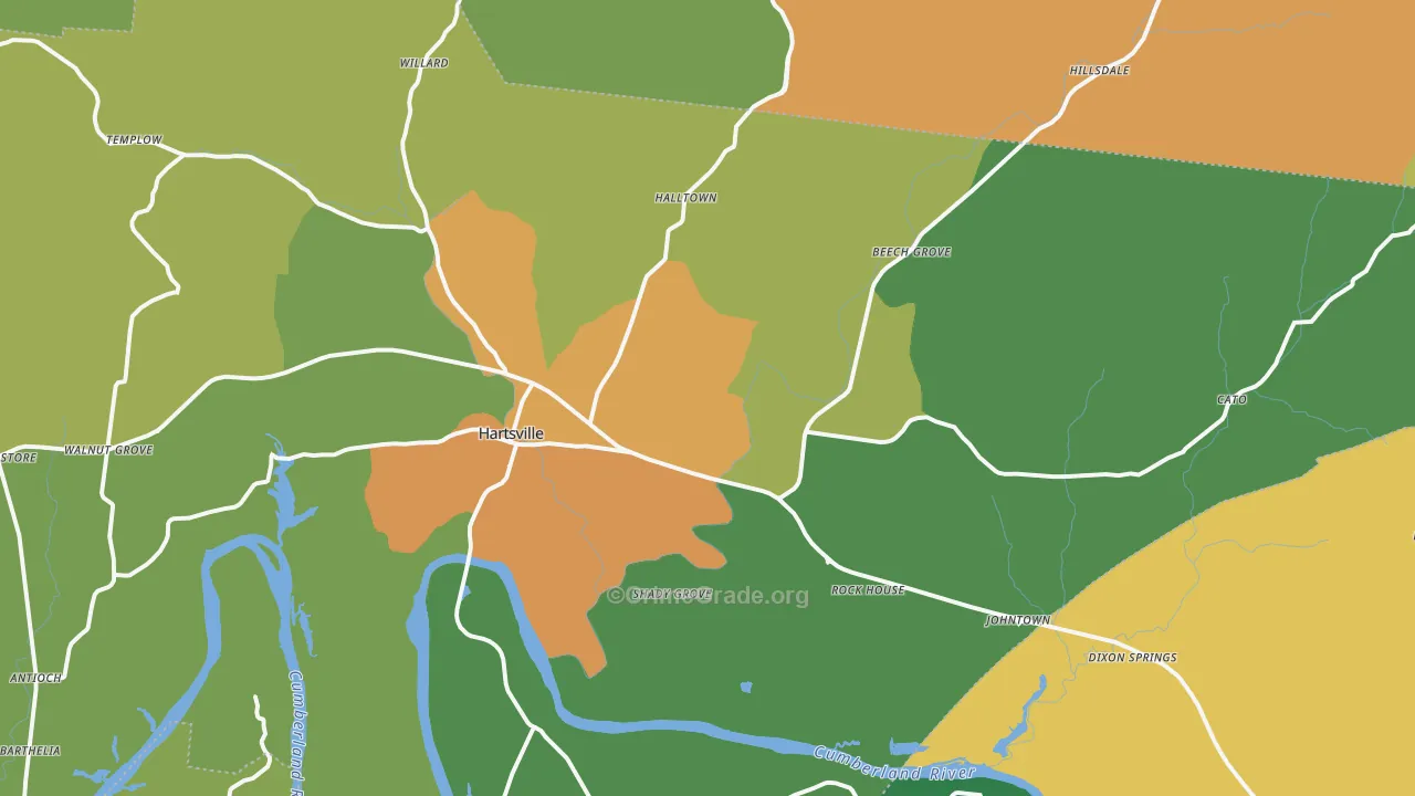 Hartsville, TN Map of Robbery Rates