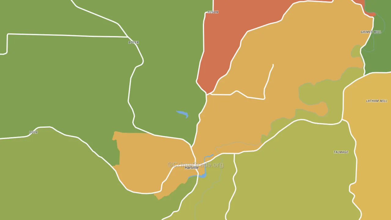 Hartville, MO Map of Robbery Rates
