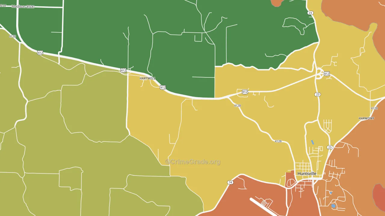 Hartwell, AR Map of Robbery Rates