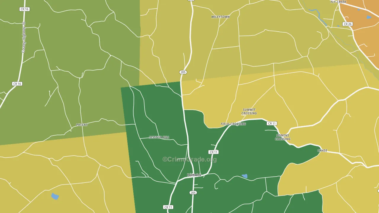 Hartwick, NY Map of Robbery Rates