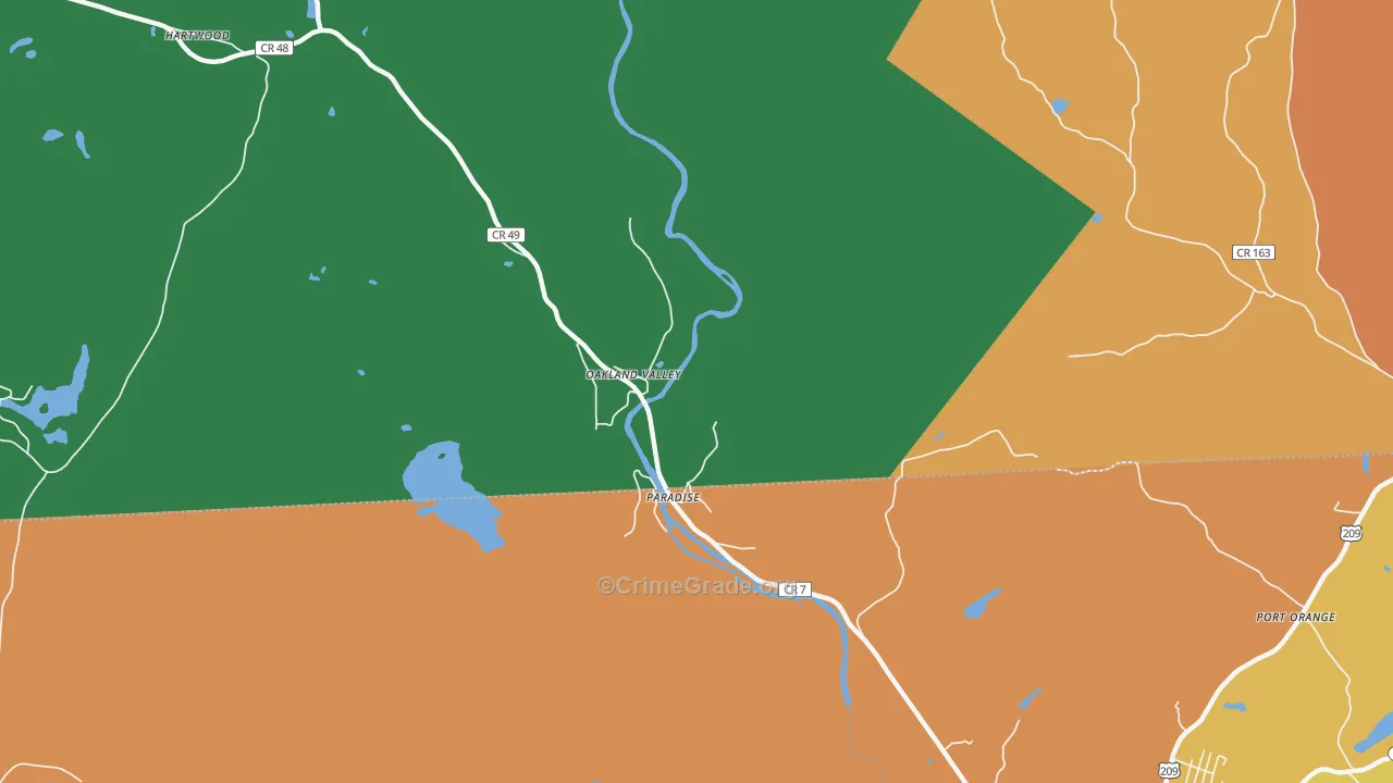 Hartwood, NY Map of Robbery Rates