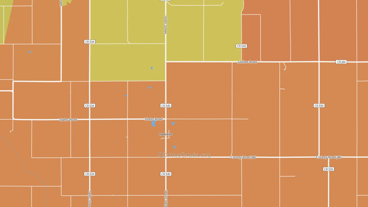 Harvard, IA Map of Robbery Rates