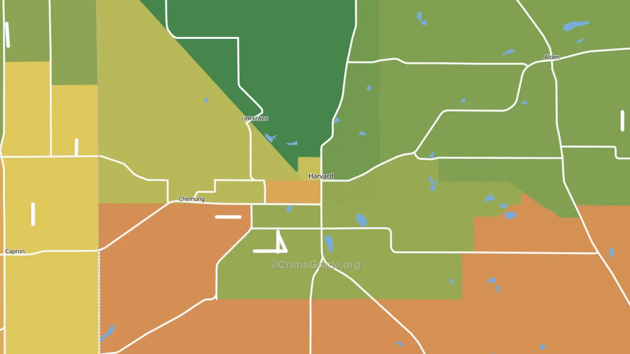 Harvard, IL Map of Robbery Rates