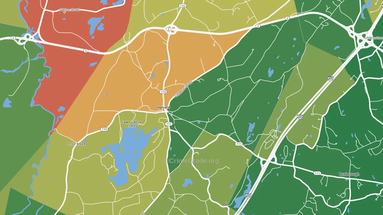 Harvard, MA Map of Robbery Rates