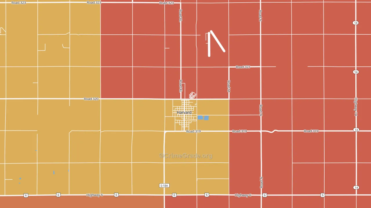 Harvard, NE Map of Robbery Rates