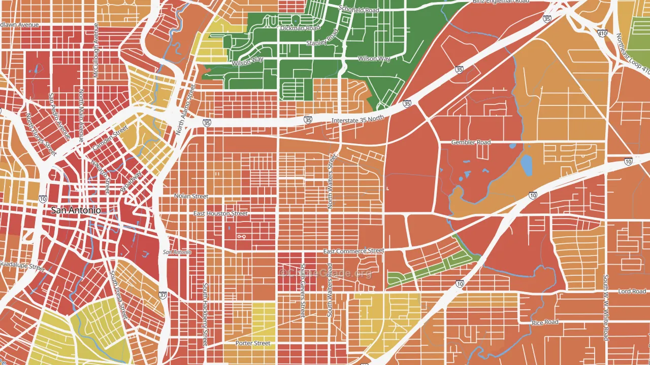 Harvard Place-Eastlawn, San Antonio, TX Map of Robbery Rates