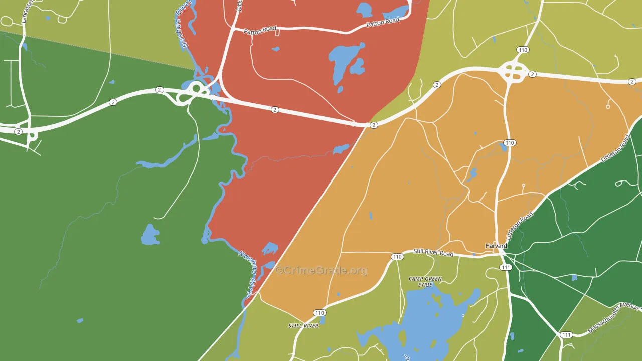 Harvard Station, MA Map of Robbery Rates