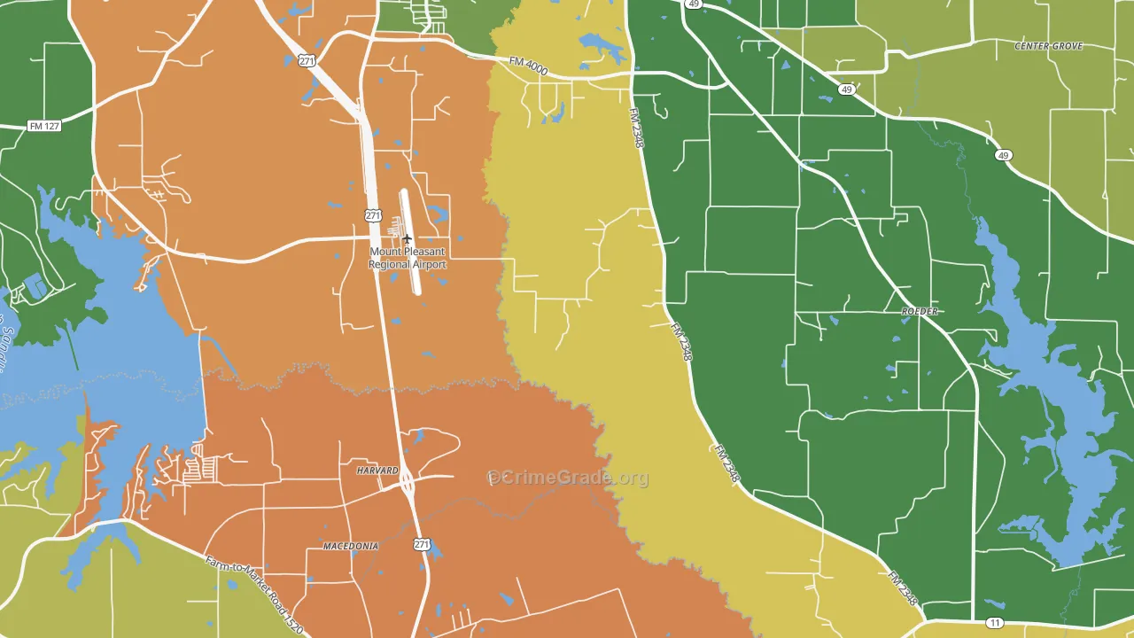 Harvard, TX Map of Robbery Rates