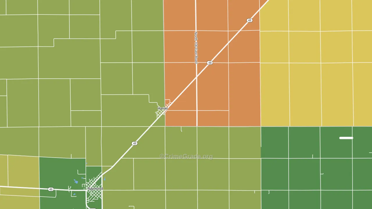 Harvel, IL Map of Robbery Rates