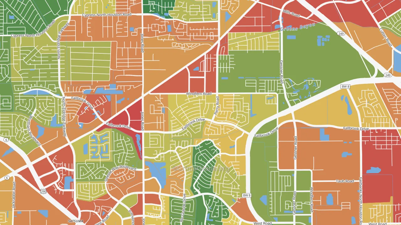 Harvest Bend, Houston, TX Map of Robbery Rates