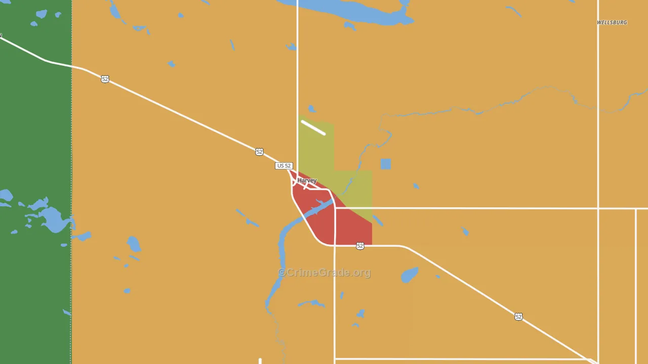 Harvey, ND Map of Robbery Rates
