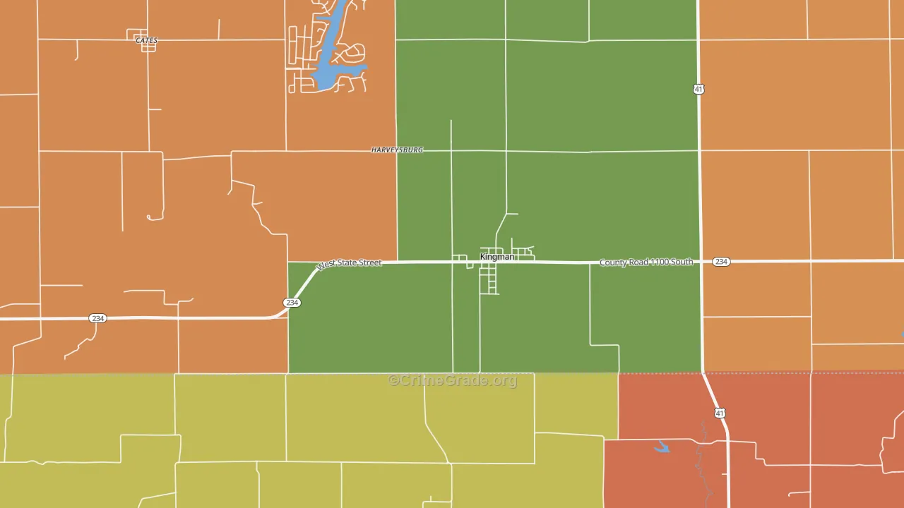 Harveysburg, IN Map of Robbery Rates