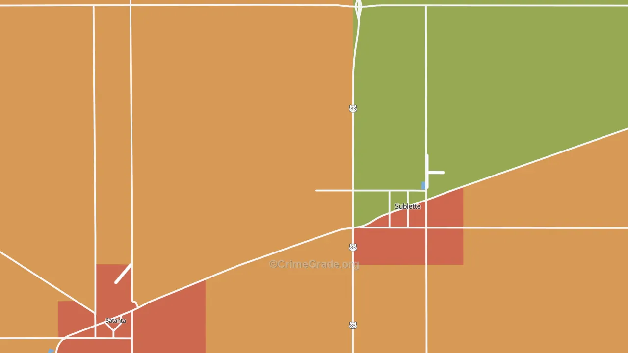 Haskell County, KS Map of Robbery Rates