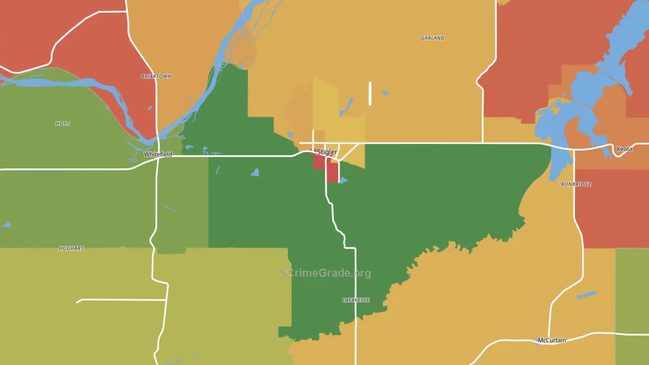 Haskell County, OK Map of Robbery Rates