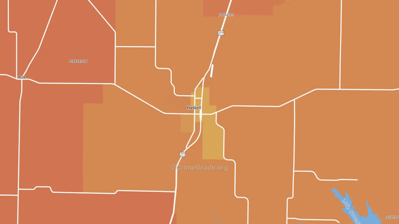 Haskell, TX Map of Robbery Rates
