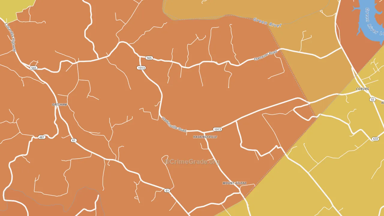 Haskingsville, KY Map of Robbery Rates